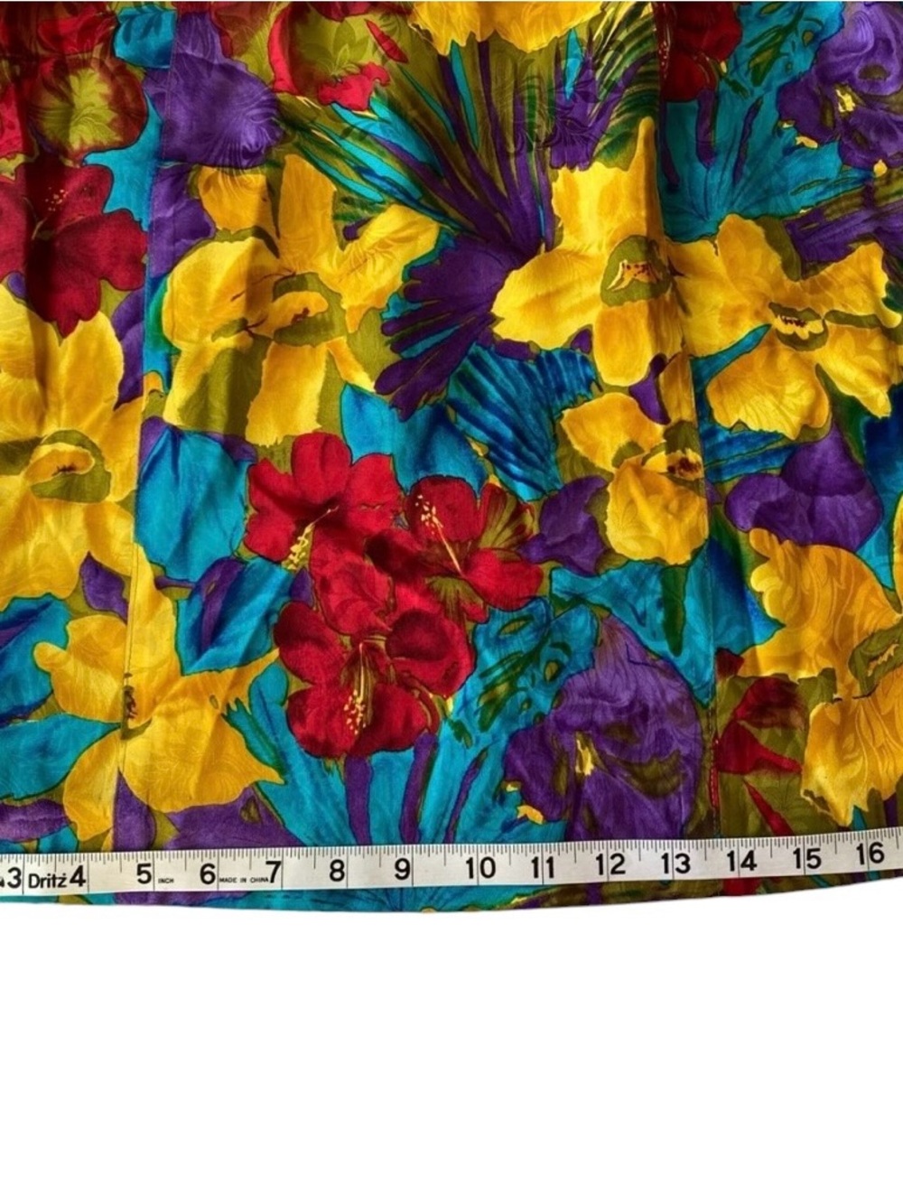 Vintage Gillian 100% Silk Tropical Floral Midi Dress Size 10 Off Shoulder Bright - Picture 6 of 12